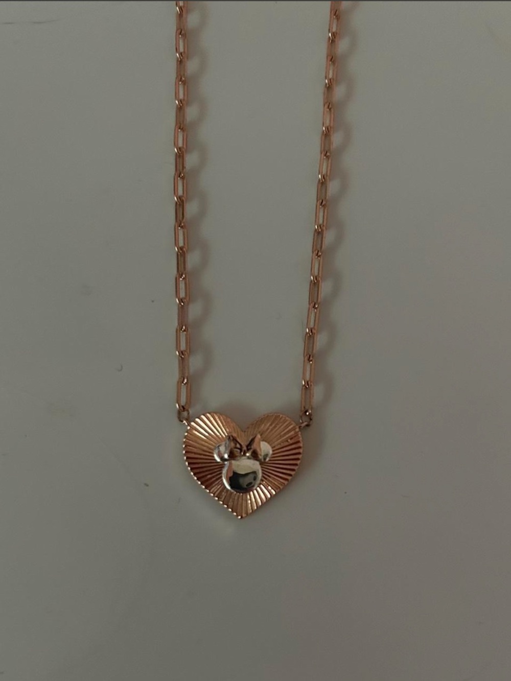 Disney Rose Gold Heart Paperclip Necklace